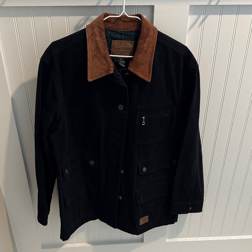 Polo by Ralph Lauren Black Jacket with Brown Collar